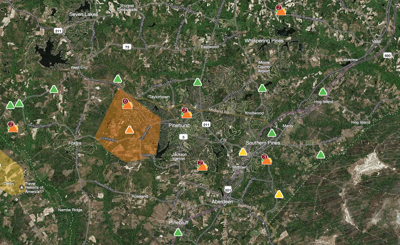 power moore county map duke energy outages thepilot reported courtesy recent