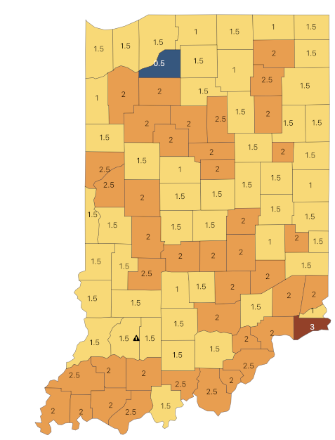 IDH Update: Marshall Co. shifts to yellow, Starke bumped to blue