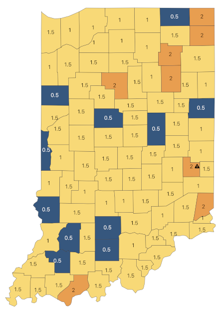 Yellow COVID-19 advisory level in place for Marshall and Starke Counties