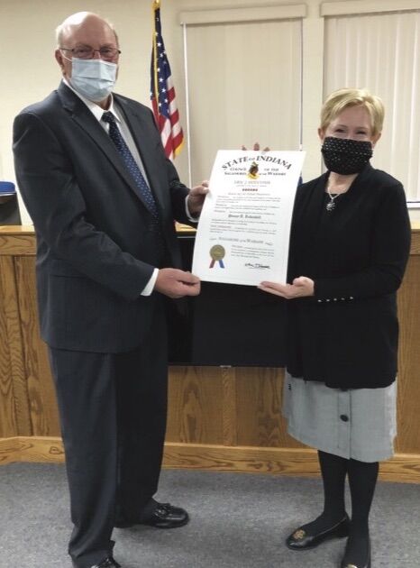 Commissioner Kevin Overmyer and former Council Member Penny Lukenbill