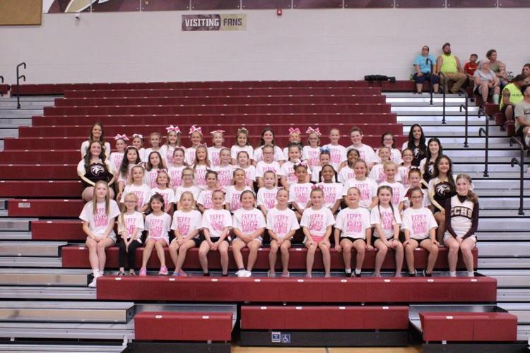 Mini cheerleaders from third grade to sixth grade.
