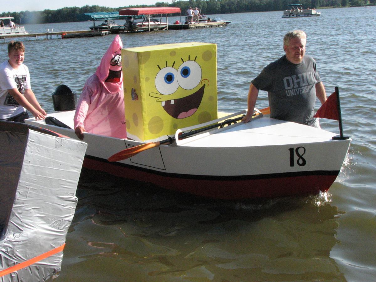 Cardboard boats race in Chippewa Lake Southern Medina 