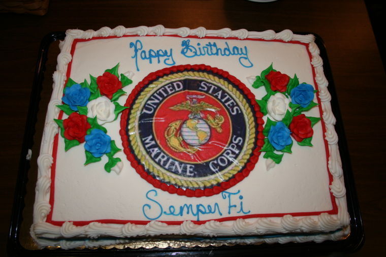 Orange PD hosts Marine Corps birthday party with traditional cutting of cake  with sword - Behind the Badge