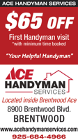 $65 OFF First Handyman Visit *with minimum time booked
