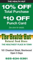 10% Off Total Purchase / $10 Off Punch Card at The Health Hut