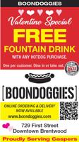 Valentine Special FREE* Fountain Drink at Boondoggies