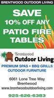 Save 10% off any Patio Fire Tables at Brentwood Outdoor Living