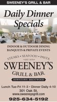 Daily Dinner Specials at Sweeney's Grill & Bar