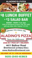 $8 Lunch Buffet + $3 Salad Bar at Aladino's Pizza*