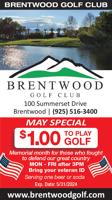 MAY SPECIAL $1 to play golf for veterans at Brentwood Golf Club