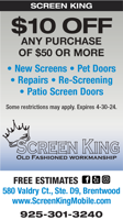 $10 Off any purchase of $50 or more at Screen Kings Mobile