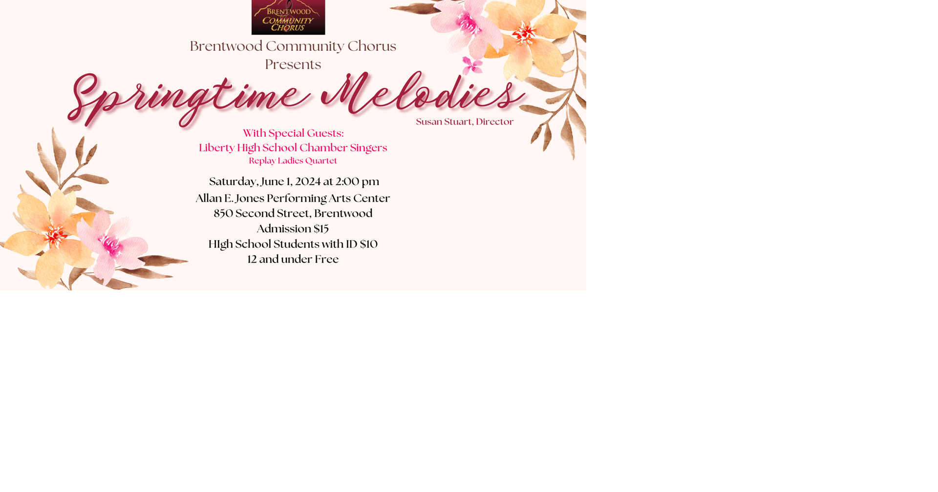 Brentwood Community Chorus Springtime Melodies Community Calendar