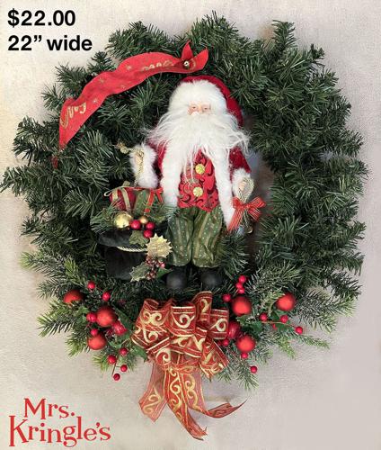 Mrs Kringle’s sweet Santa wreath.