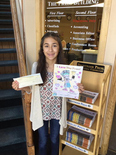 Gabby Garcia won Brentwood Press & Publishing's 2015 Annual Coloring Contest