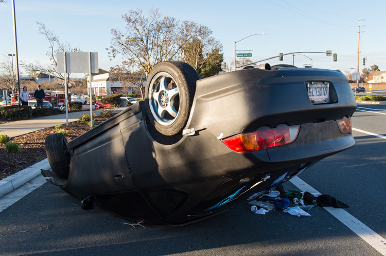 Car overturns in Oakley after driver falls asleep | Oakley 
