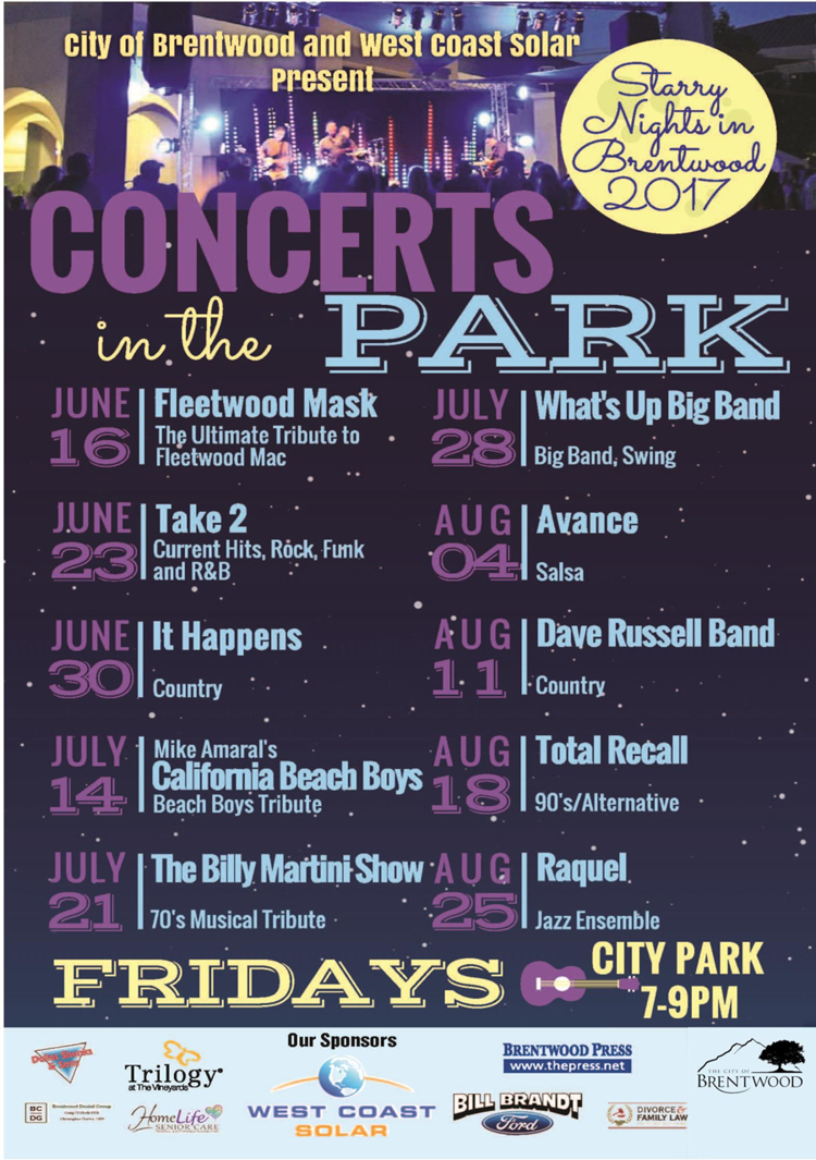 City of Brentwood Starry Nights Concerts in the Park Community
