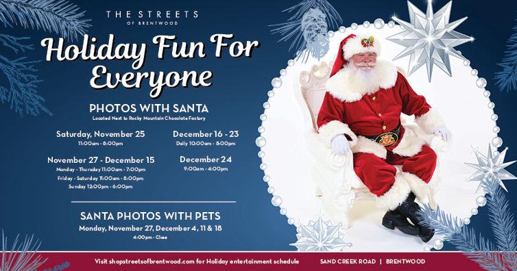 Holiday Fun for Everyone Photos with Santa at The Streets of Brentwood