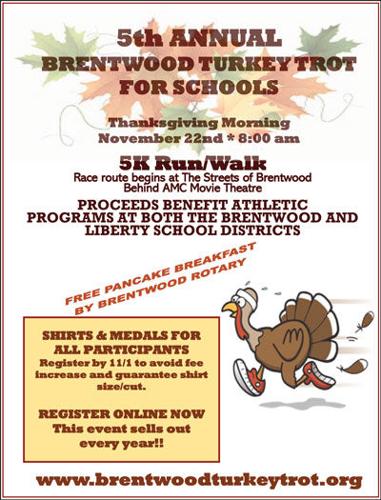 Brentwood Turkey Trot for Schools 5K run/walk | Community Calendar |  thepress.net