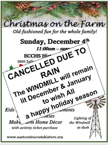 East Contra Costa Historical Society's Christmas on the Farm Canceled