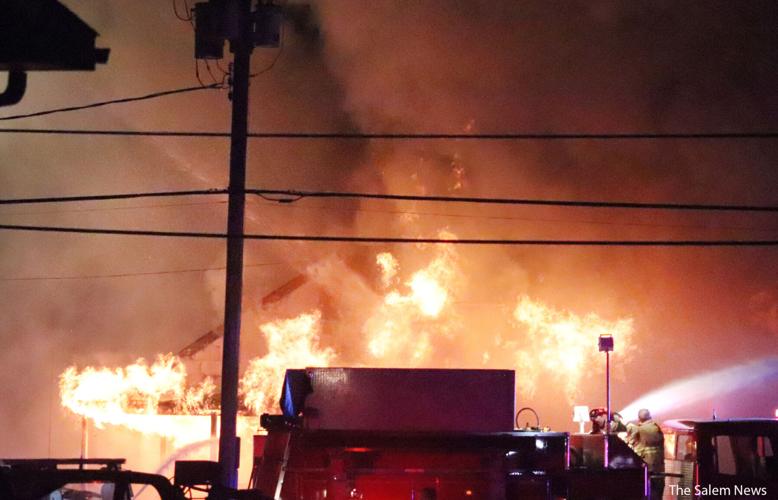 Dewayne's Tire engulfed in flames