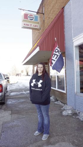 Michelle Nelson in front of Main Street’s Country Corner Cafe