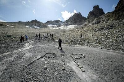 A symbolic funeral was held in the Swiss Alps in 2019 to mourn the disappearance of the Pizol glacier