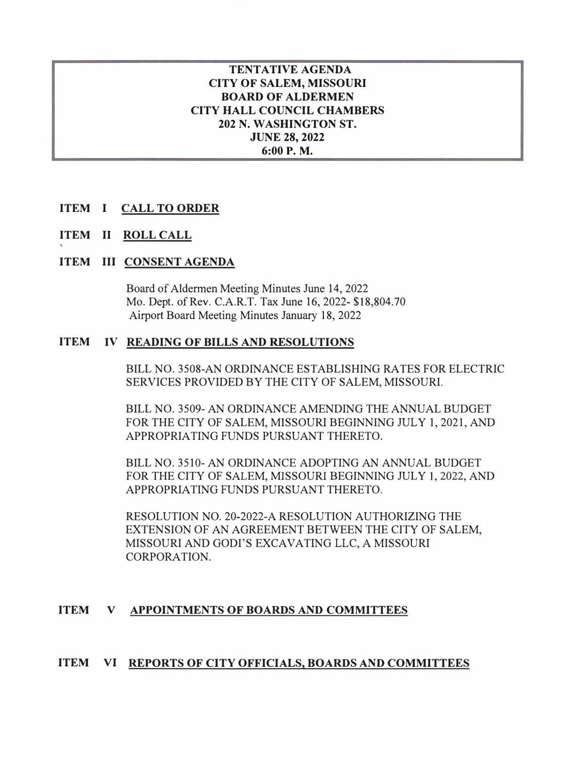Aldermen agenda FY2022-23 budget - June 28 (amended)