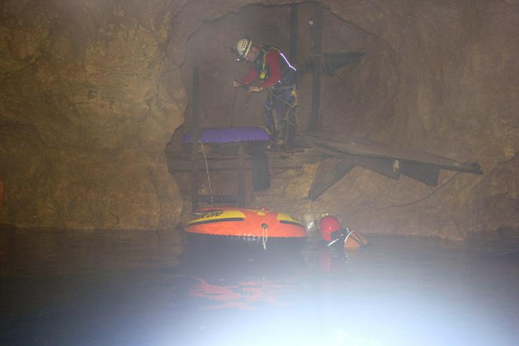 Researchers inside Devil's Well