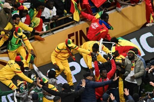 Angry Senegal supporters were involved in clashes after a late penalty was given against their team