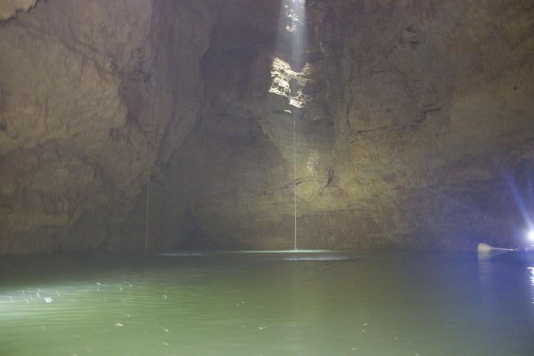 Researchers inside Devil's Well