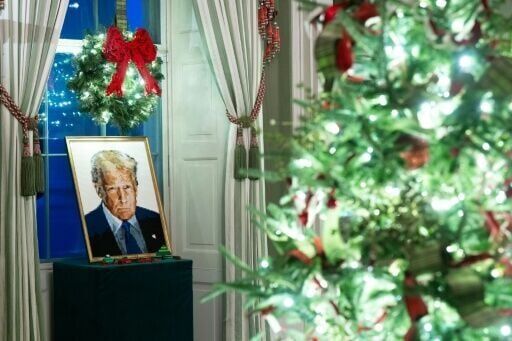 A portrait of US President Donald Trump made out of Legos was part of Christmas decorations at the White House in December, 2025