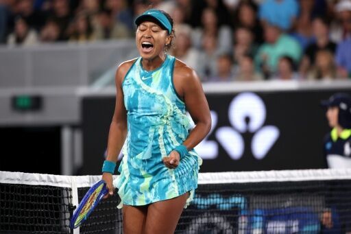 Japan's Naomi Osaka reacts on a point to Romania's Sorana Cirstea