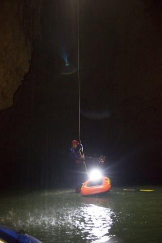 Researchers inside Devil's Well