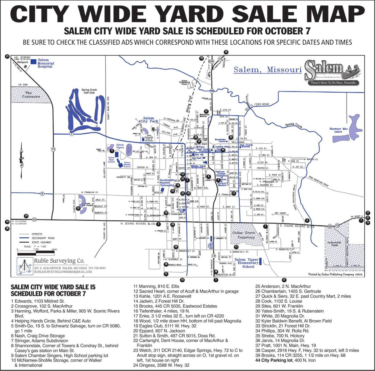 City Wide Yard Sale Map Fall17