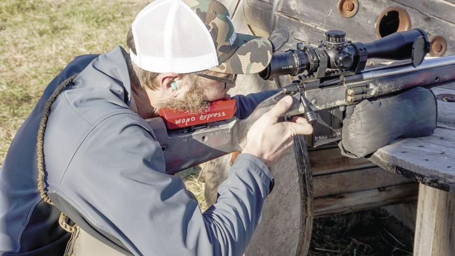 Dave Odom demonstrates long-range shooting techniques on his private range.