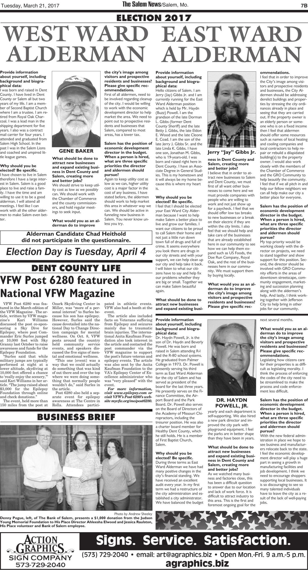 2017 Aldermen candidate questionnaire