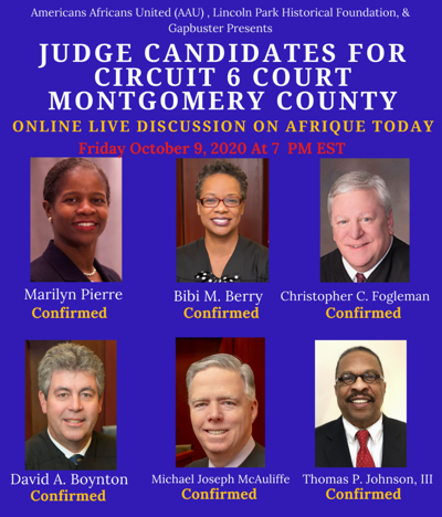 Live discussion with ALL Judge Candidates for Montgomery County Circuit