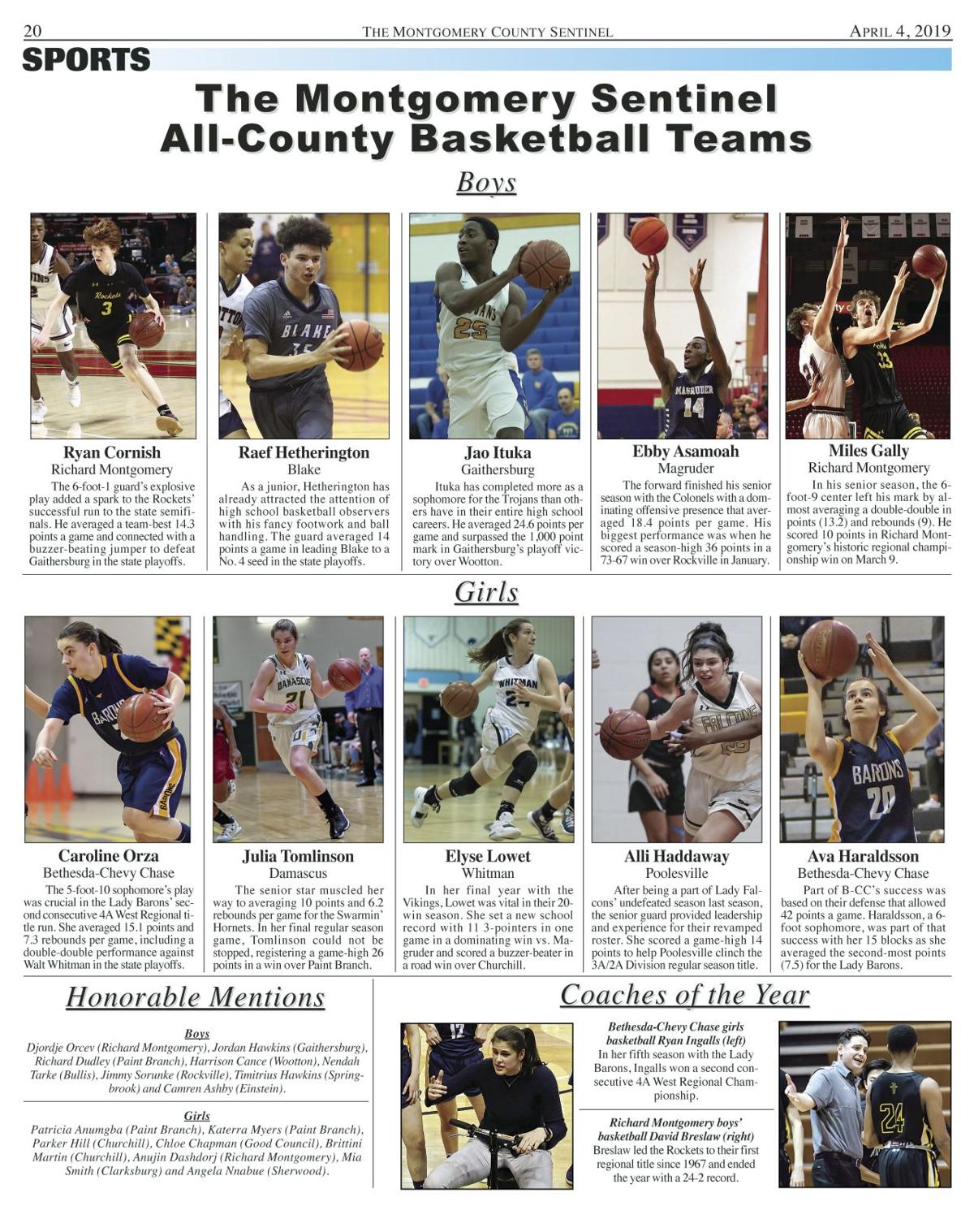 Montgomery Sentinel All County Basketball Teams Sports