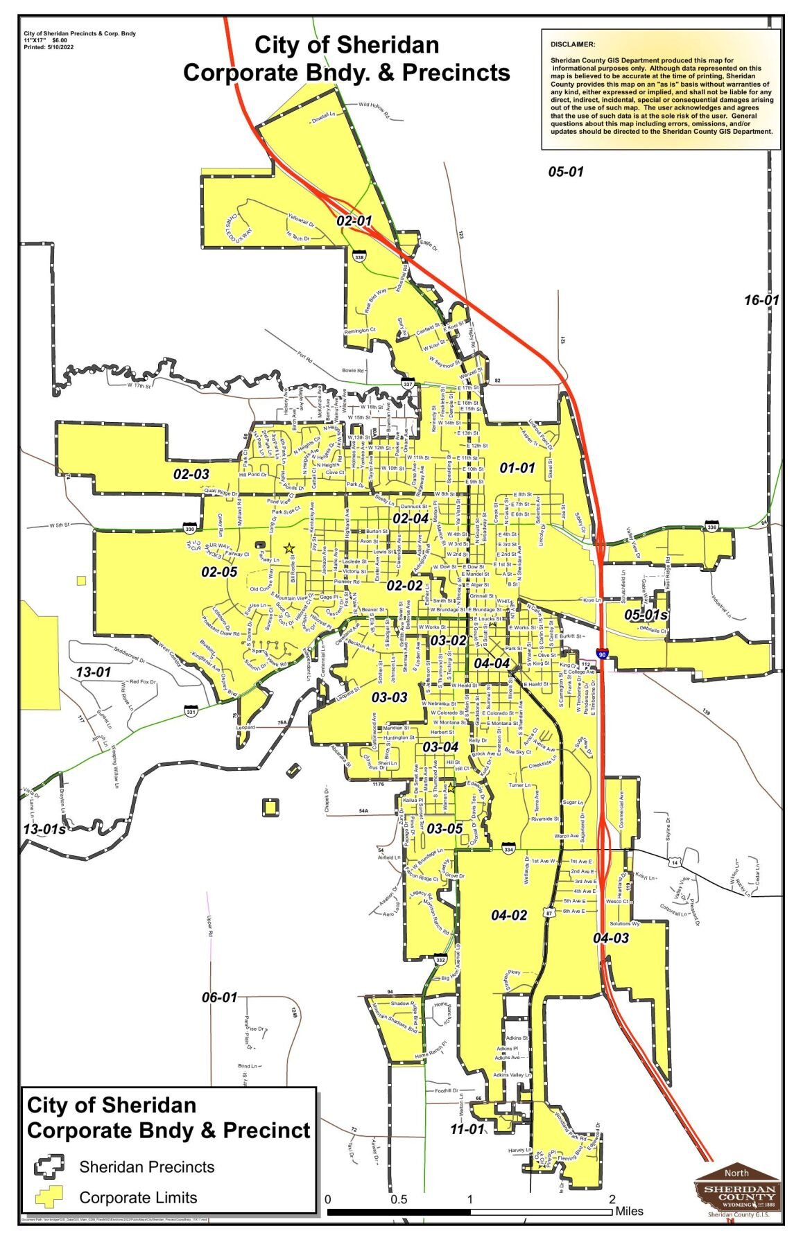 City of Sheridan Limits and Precinct Small | Elections Information ...