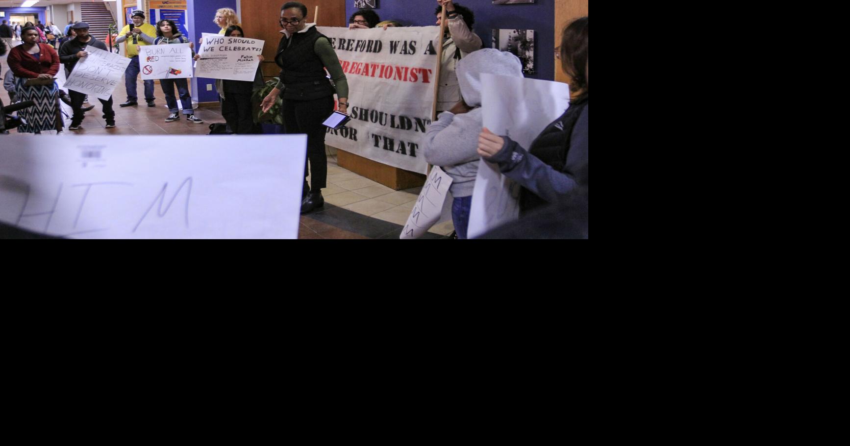 Progressive Student Union rallies to rename University Center, Woolf