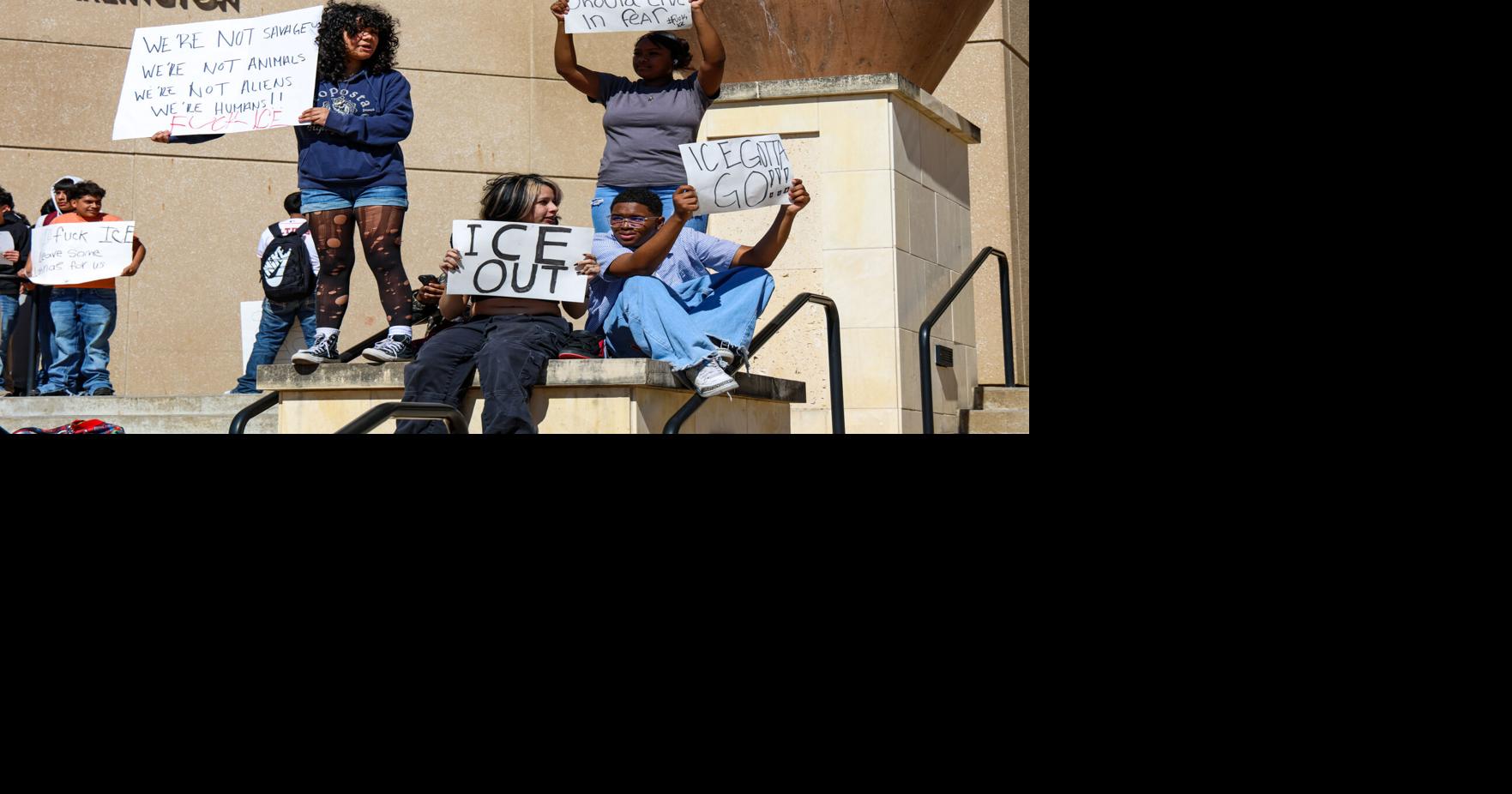 High school students protest ICE outside Arlington City Hall