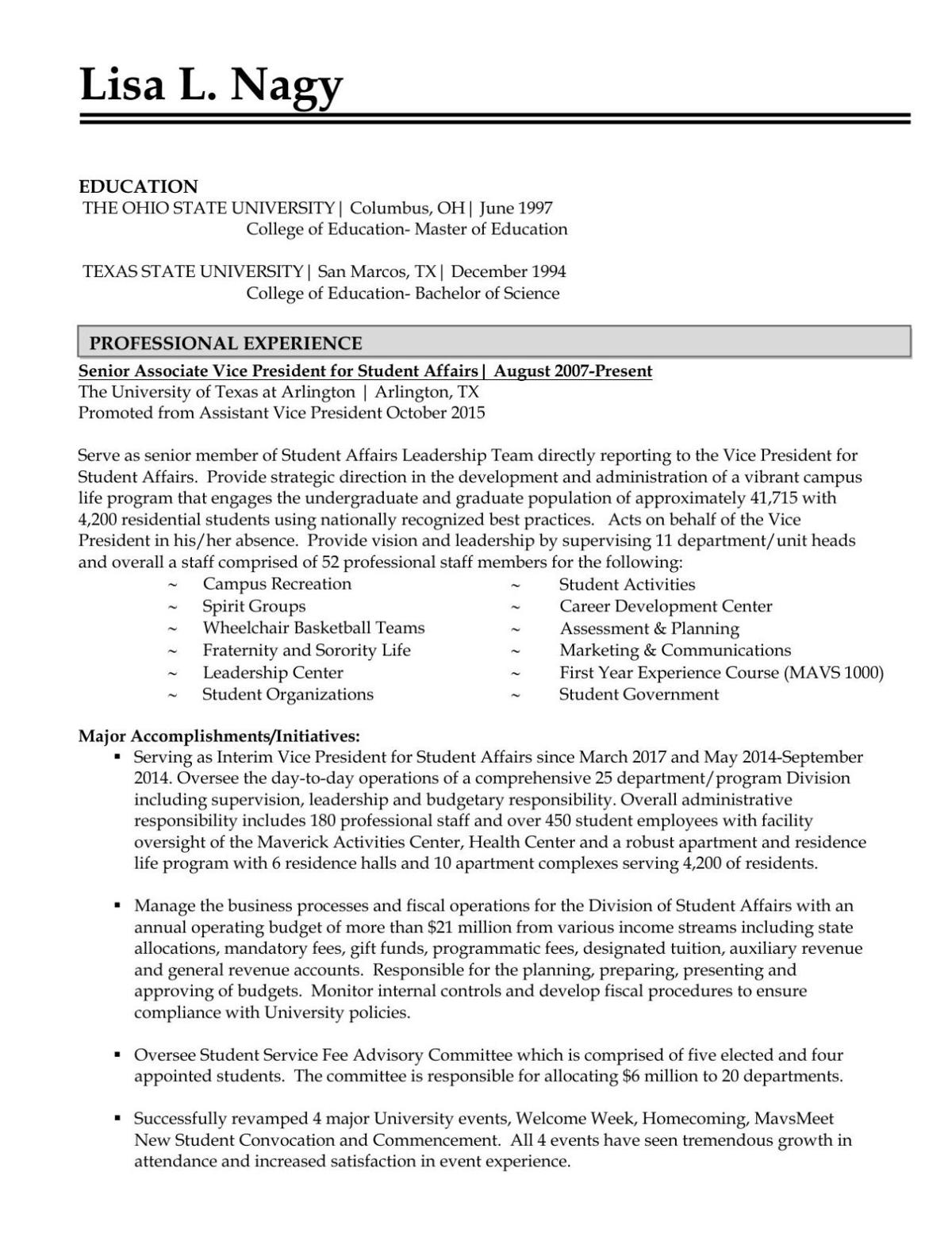 uta discloses first vice president for student affairs student affairs resumes