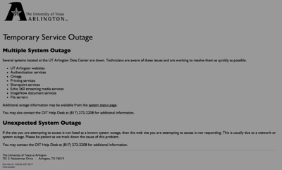 Uta Website Experiencing Multiple System Outage News