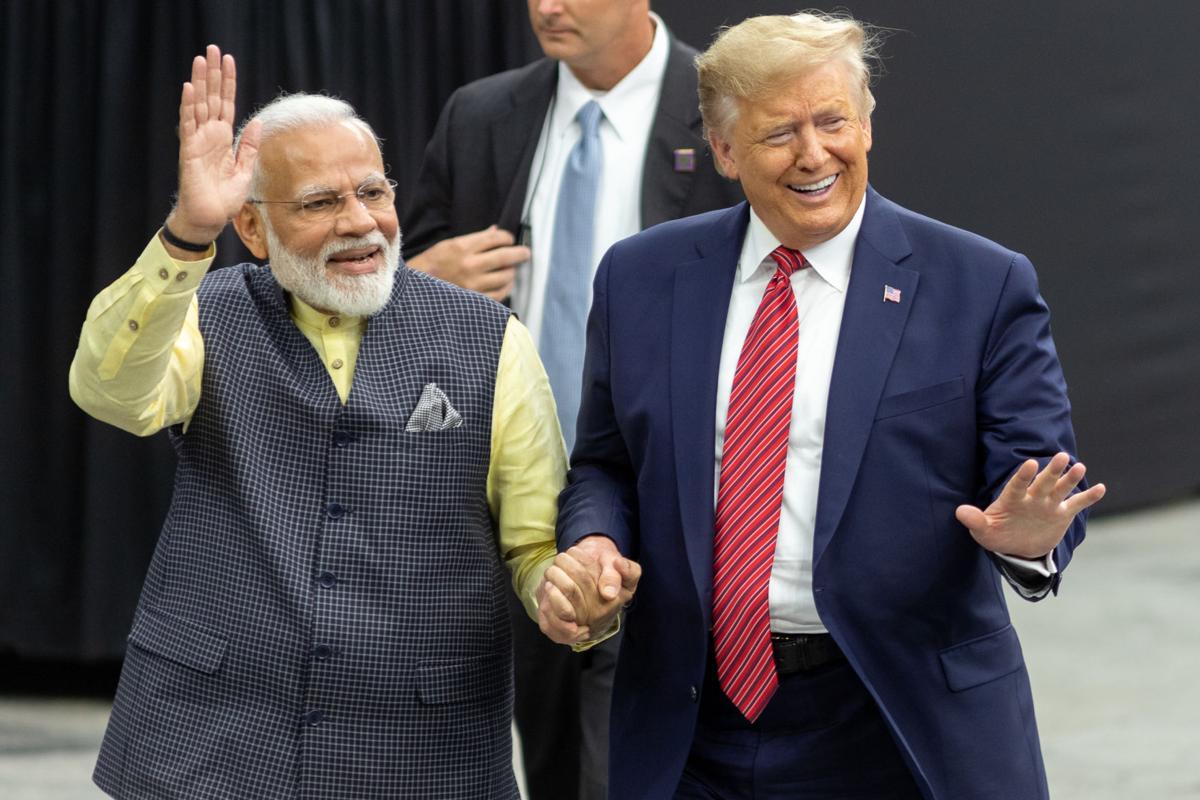 Photos President Donald Trump, Indian Prime Minister Narendra Modi