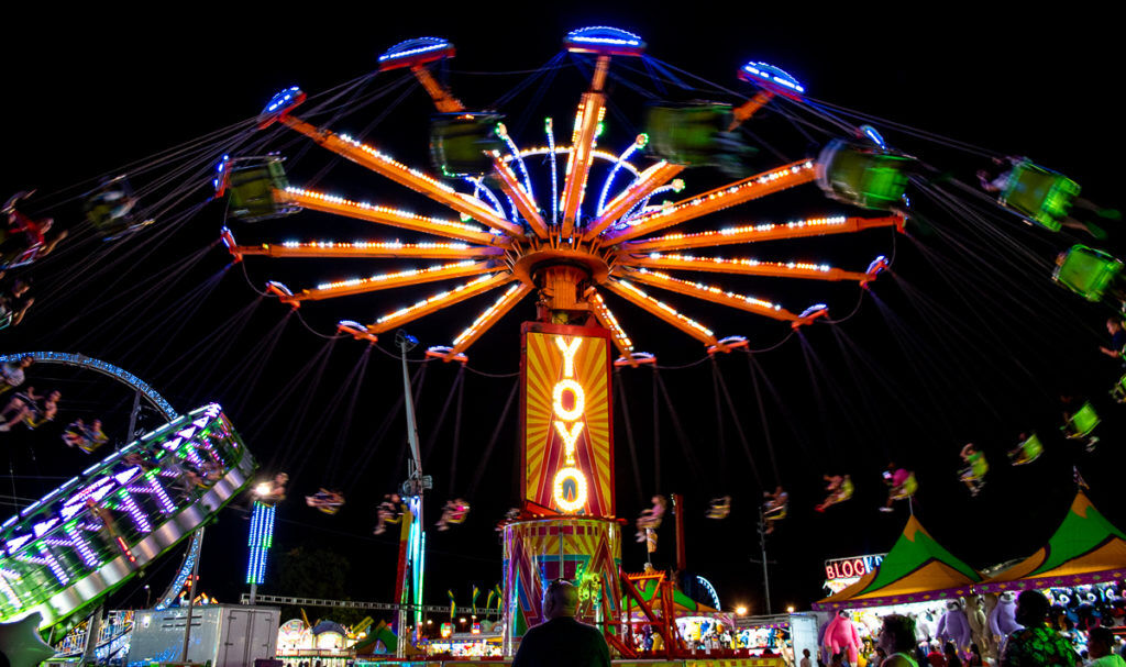 An electric Midway keeps the state fair humming at night