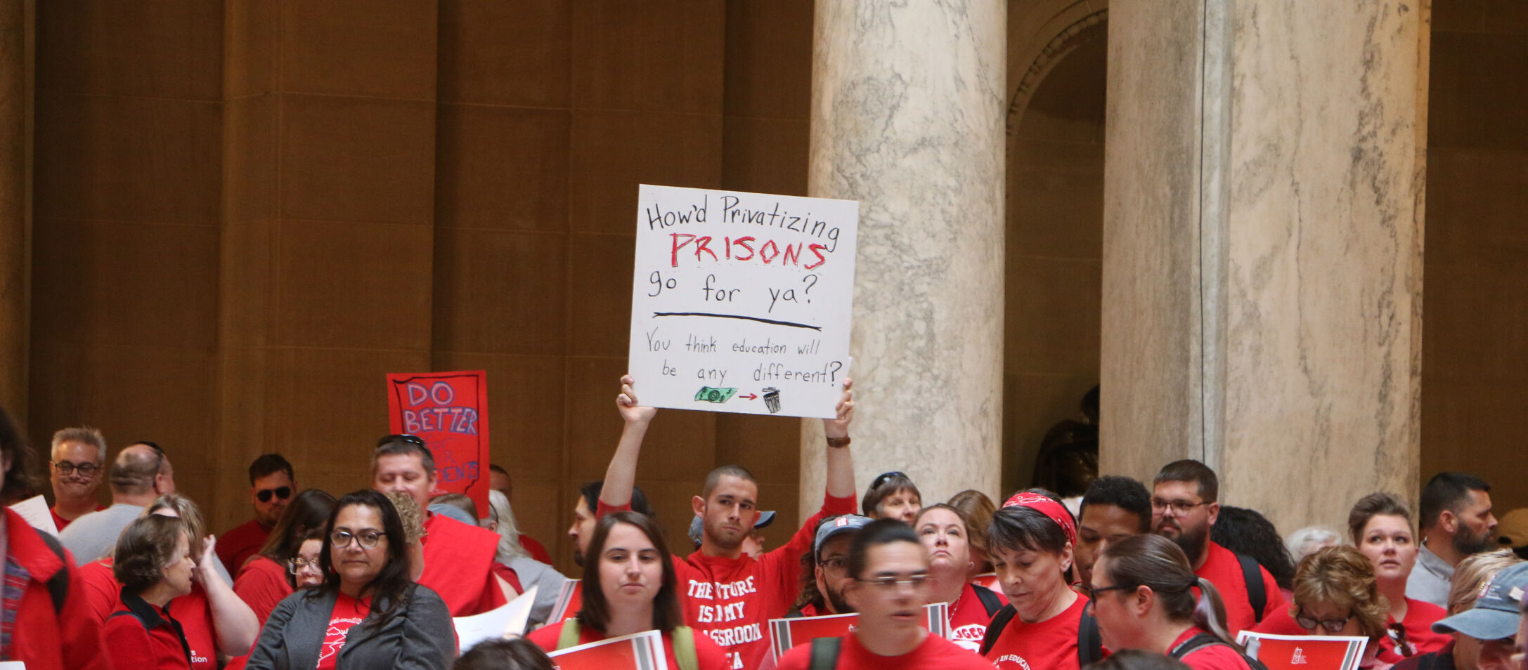 Teachers pack the Statehouse hoping to school lawmakers before session ...
