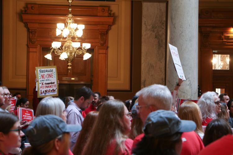 Teachers pack the Statehouse hoping to school lawmakers before session ...