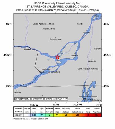 Earthquake near montreal