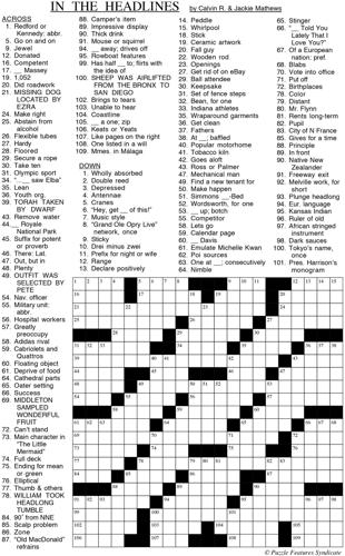 In the Headlines - January 6, 2016 Crossword Puzzle | Fun ...