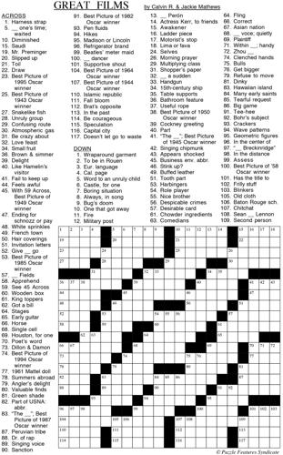 Great Films - The Suburban March 9 Crossword Puzzle | Fun ...